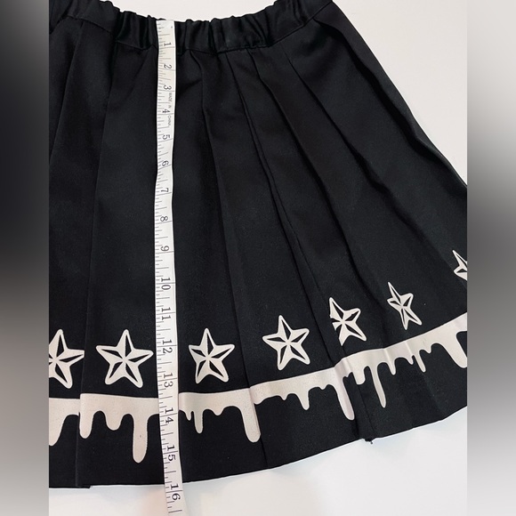 Listen Flavor Melty Star Line Pleated Skirt Blk/Wht - Picture 6 of 7